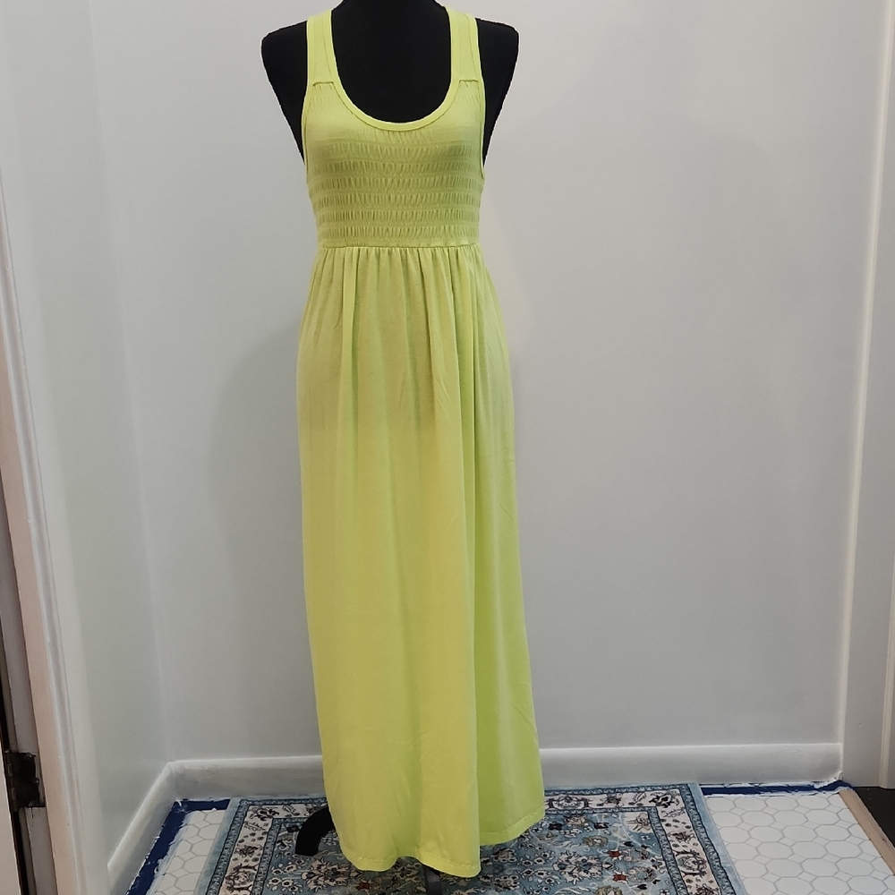 Feathers Neon Yellow Maxi Dress